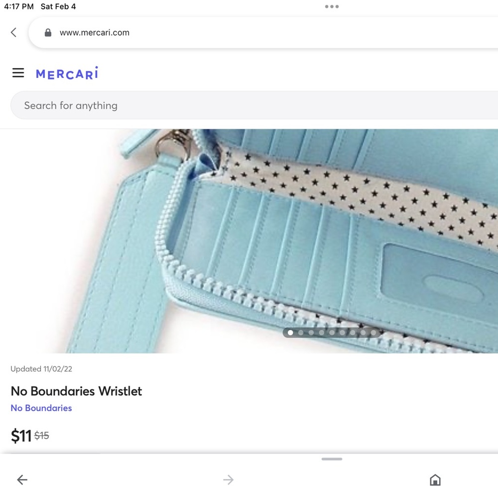 ‘No Boundaries’ Baby Blue Wallet/Wristlet NWT - Picture 8 of 8